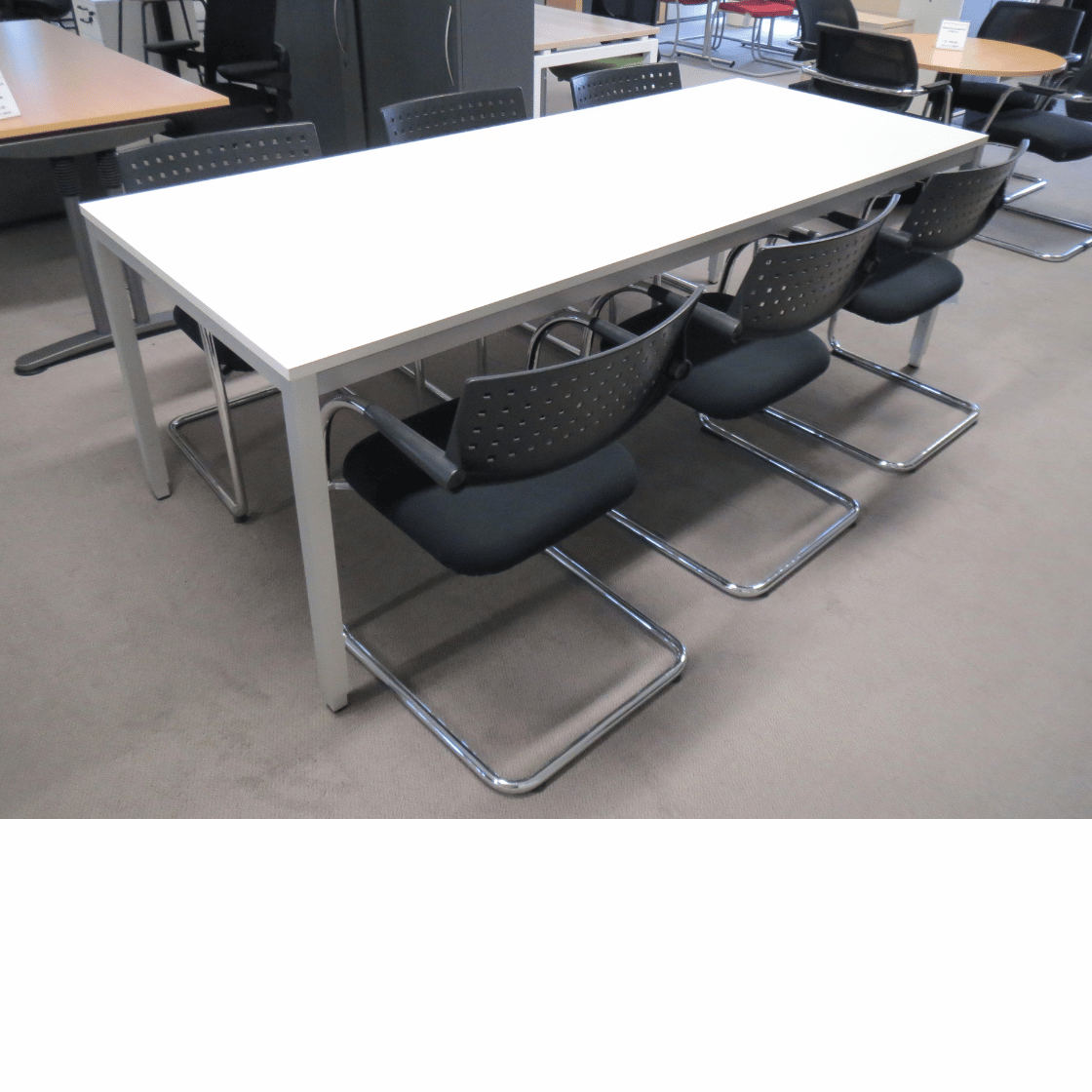 Alu Office Sitzungstisch 220 x 90 cm, K310 weiss