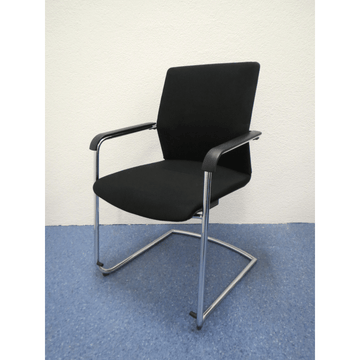 Wilkhahn Sitzungsstuhl 178/7 – Freischwinger, Schwarzer Stoff, Stapelbar, Gebraucht