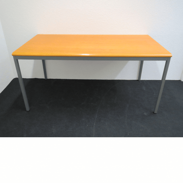 Bürotisch 160 x 80 cm – Buche Natur, anthrazitfarbenes Gestell, 77 cm Spezialhöhe
