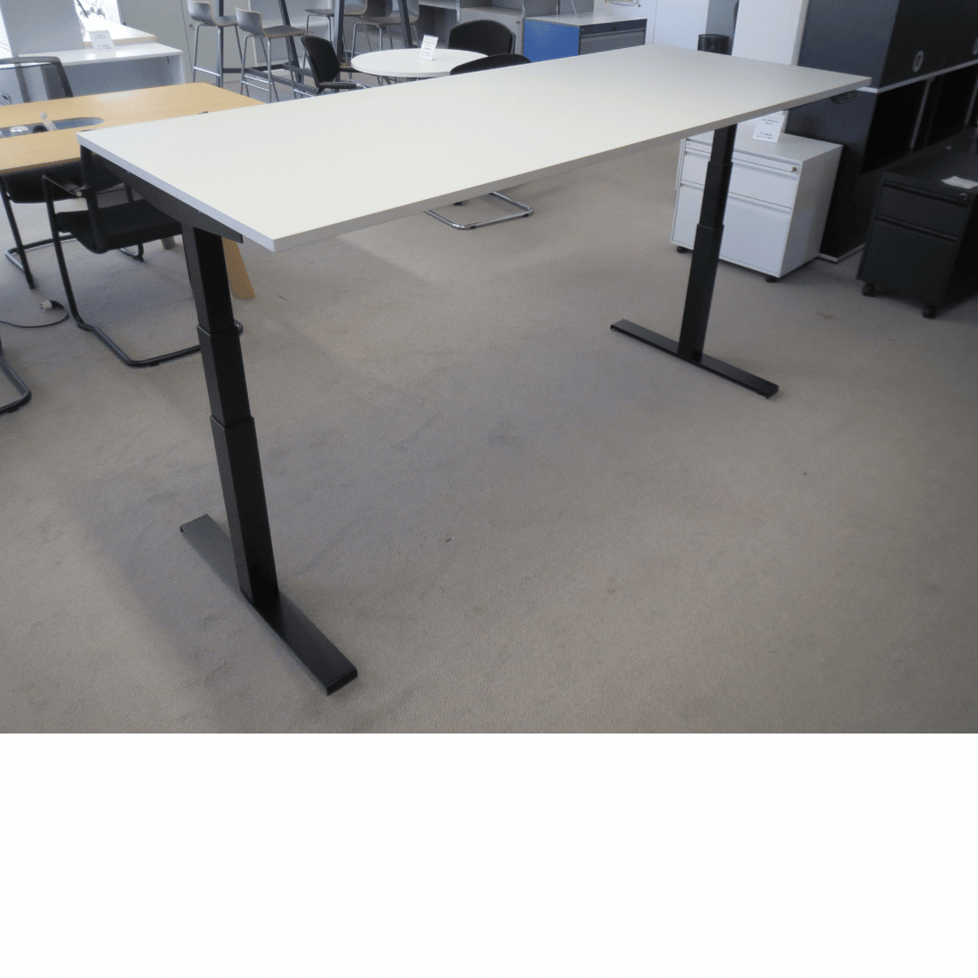 Ergodata Sitz- Stehtisch plain desk 200 x 80 cm, hellgrau