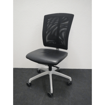 SITAG Sitzungsstuhl EL100 – Echtleder Schwarz, mit Rollen, drehbar