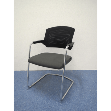 Sitag Sitzungsstuhl EL100 – Freischwinger, Netzrücken Schwarz, Sitz Anthrazit, Gebraucht