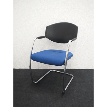 Stoll Giroflex 16 Freischwinger – Besucherstuhl, Stoffbezug blau, Gestell verchromt