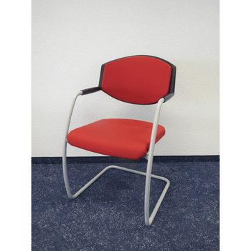 Stoll Giroflex 16 Freischwinger – Besucherstuhl, Stoffbezug Rot, Hellgrau, Gebraucht