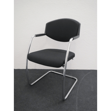 Stoll Giroflex 16 Freischwinger – Besucherstuhl, Stoffbezug schwarz, Gestell verchromt