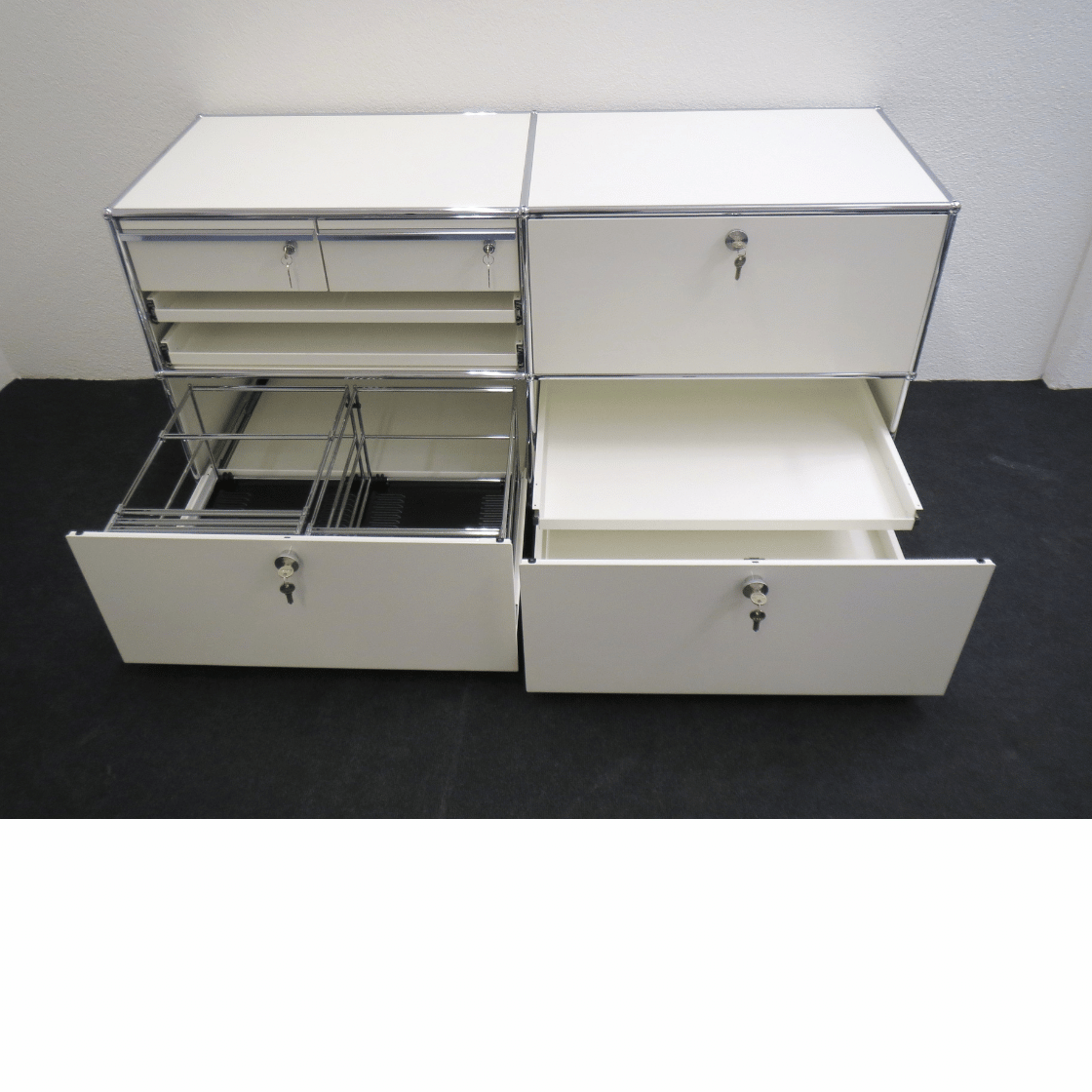 USM Haller Sideboard Weiss – 152 x 52 x 74.5 cm, 2 OH – Sehr guter Zustand